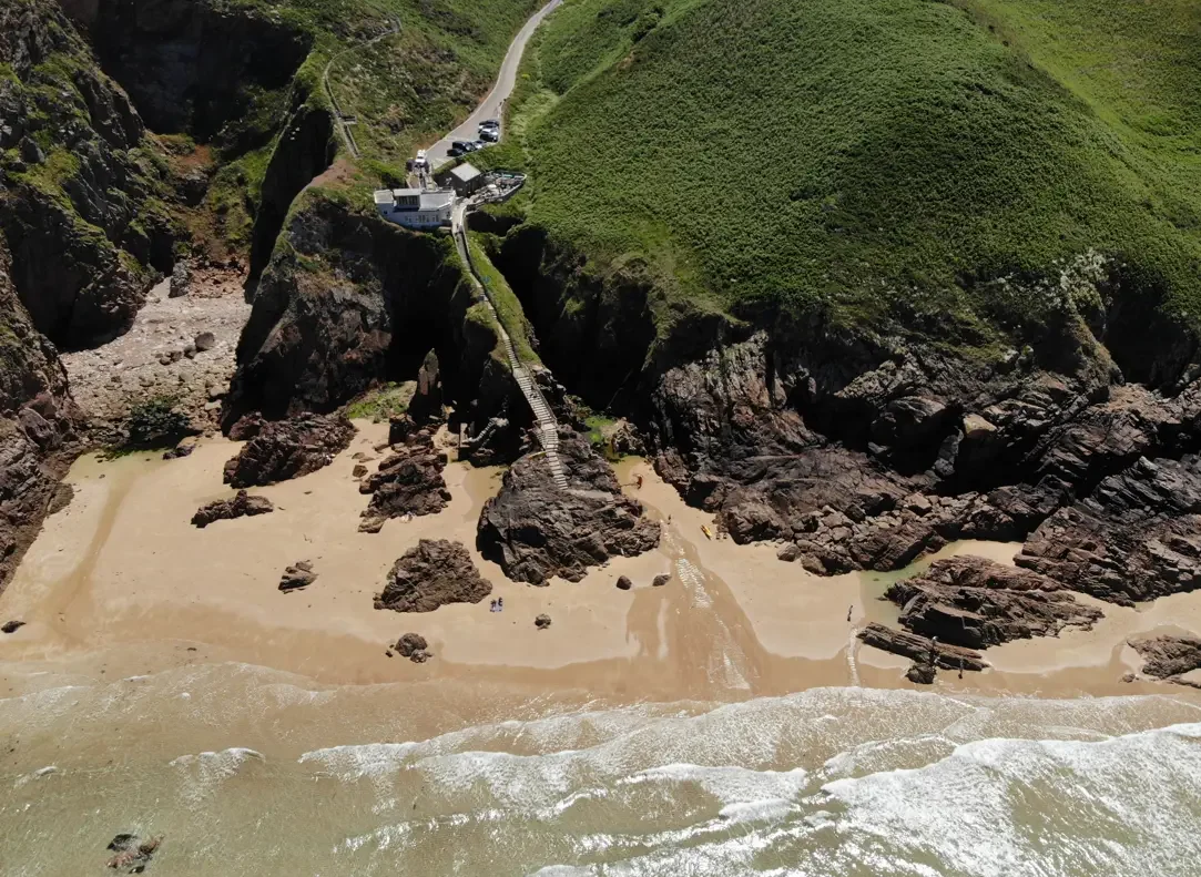 A sheltered sandy cove