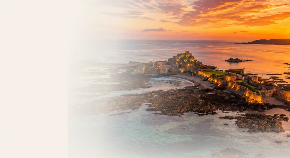 Jersey coastline at sunset